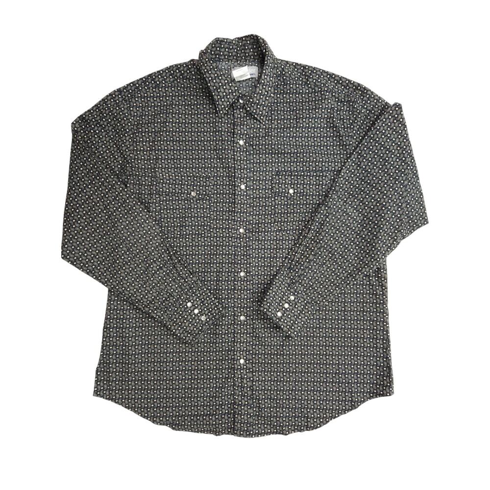 Wrangler Wrancher Pearl Snap Shirt Men's XL Paisley Abstract Long Sleeve Western
